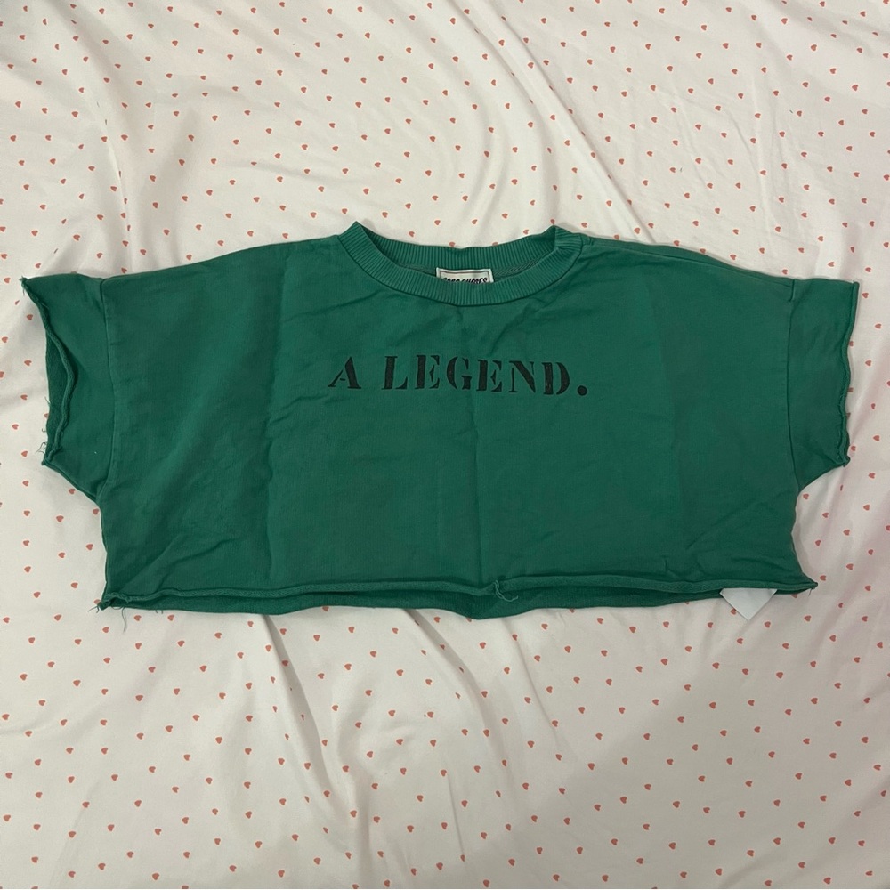 Bobo Choses Green Cropped T-Shirt with 'A Legend' Print size 4/5